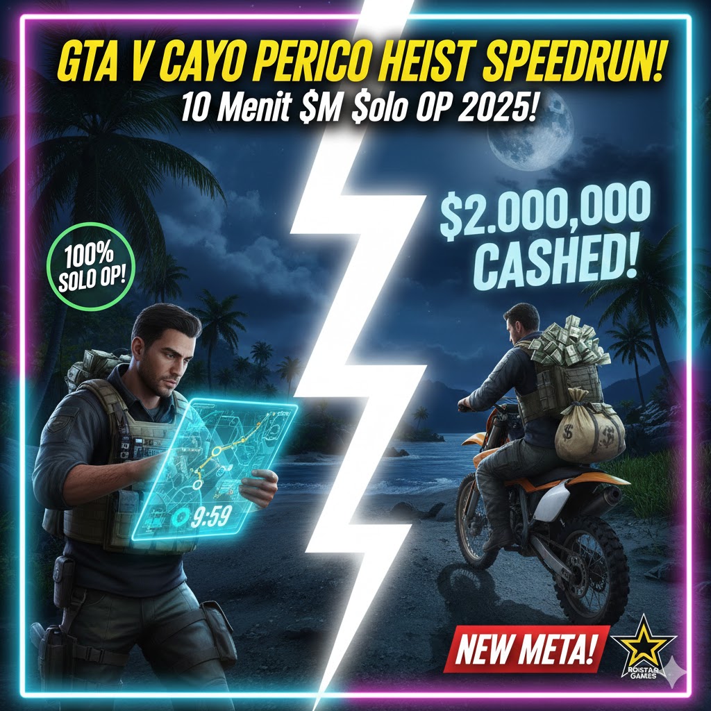 GTA V Cayo Perico Heist Speedrun 10 Menit $2M Solo OP 2025!