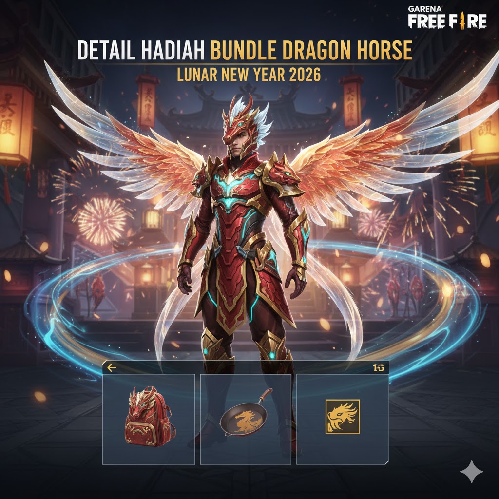 Detail Hadiah Bundle Dragon Horse Free Fire Lunar New Year 2026