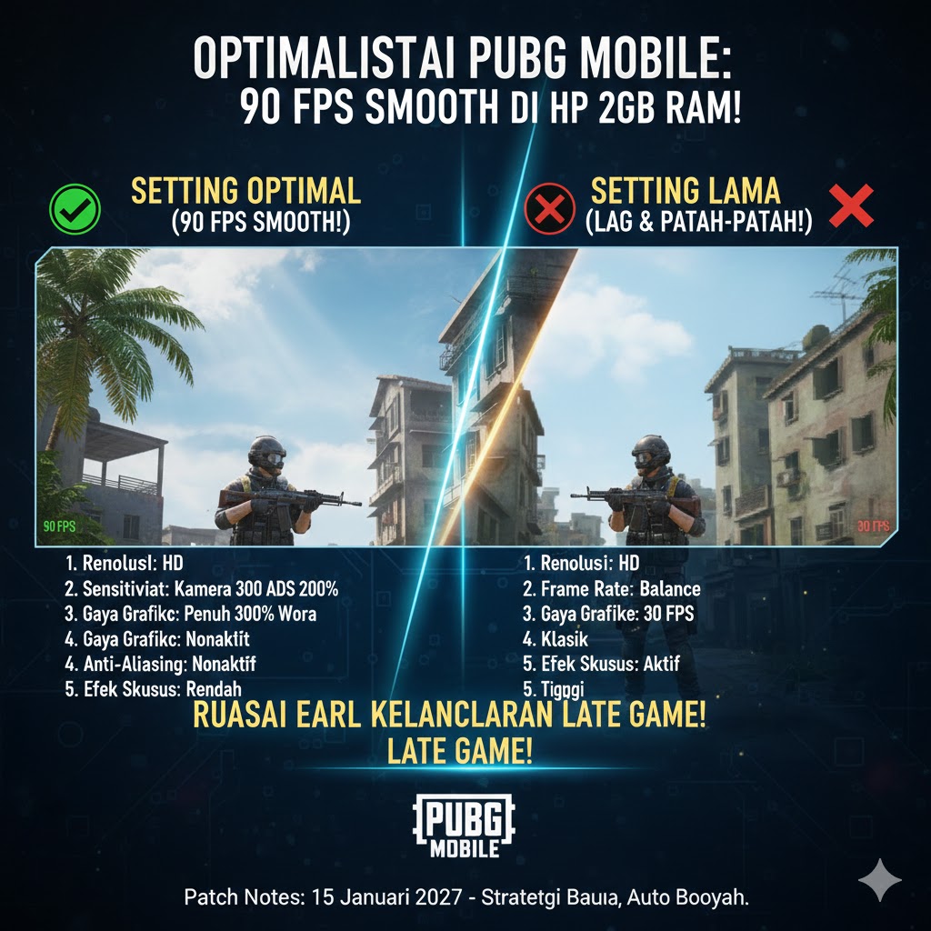 Optimalisasi Grafik PUBG Mobile: 90 FPS Smooth di HP 2GB RAM