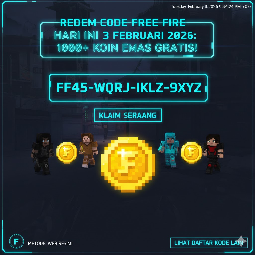 Redeem Code Free Fire Hari Ini 3 Februari 2026: 1000+ Koin Emas Gratis!